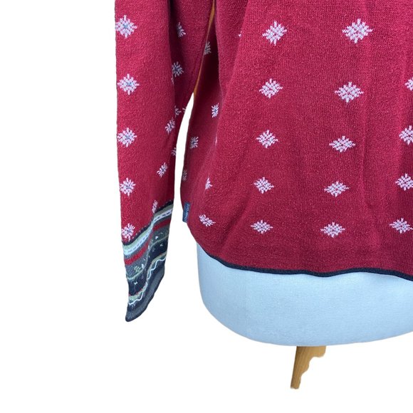 Vintage Woolrich Snowflake Knit Detail Contrast Cuff Ugly Christmas Sweater-M - Picture 10 of 14